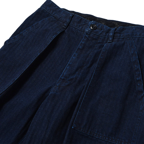 HERRINGBONE DENIM MECHANIC PT NAVY - ワークパンツ