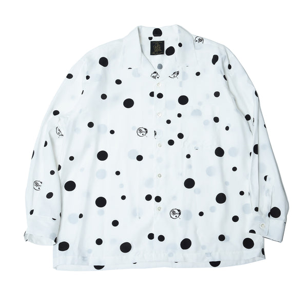 TSJP POLKA DOT OPEN COLLAR SHIRTS WHITE